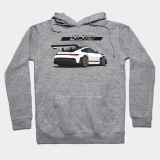 Rear car 911 gt3 rs white black Hoodie